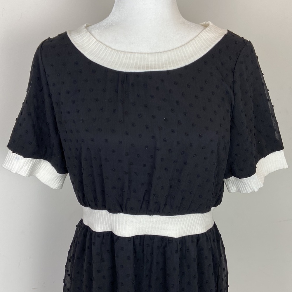 Nwt Piper & Scoot Contrast Dress Nola Swiss Dot Size Medium Lbd — image 3 of 8